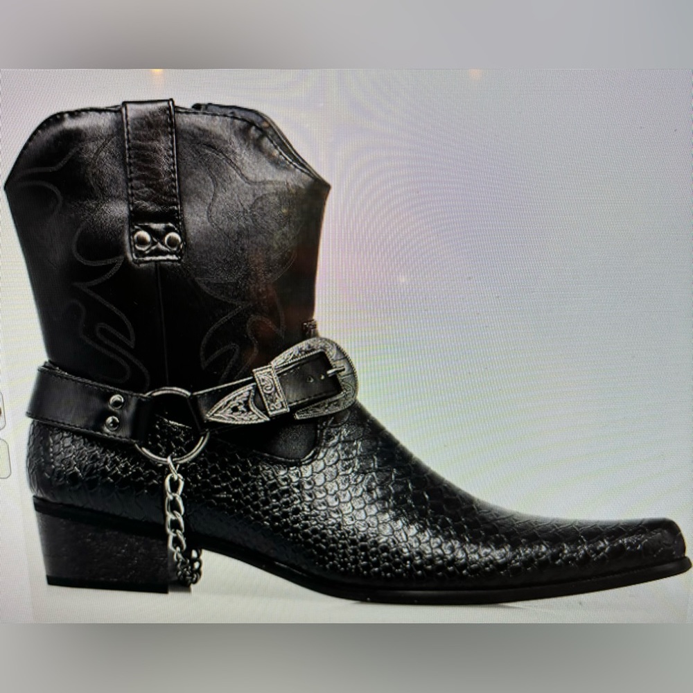 Enzo Romeo Crocodile Print Western‎ Cowboy Boots
